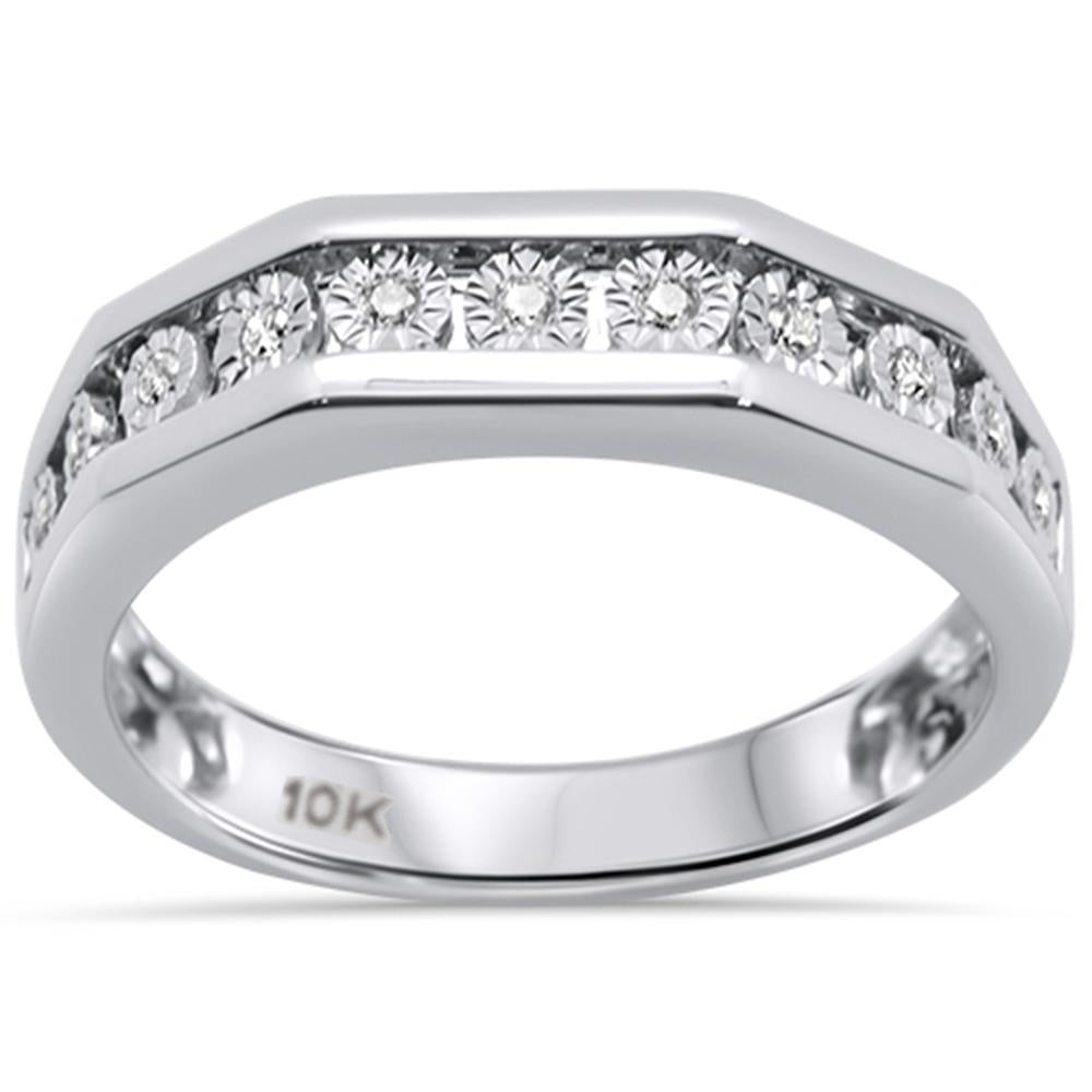 DIAMOND CLOSEOUT!  .13ct 10K White Gold Diamond Men's Ring Band Size 10