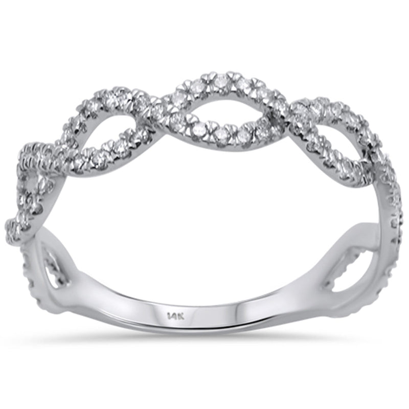 DIAMOND CLOSEOUT! .42ct G SI 14KT White Gold Infinity Diamond Ring Band Size 6.5