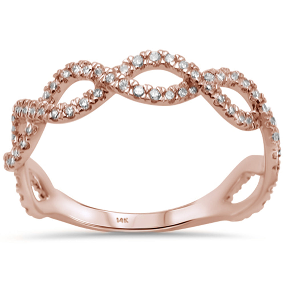 DIAMOND CLOSEOUT! .43ct G SI 14KT Rose Gold Infinity Diamond Ring Band Size 6.5