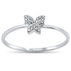 DIAMOND CLOSEOUT! .05ct 14KT White Gold Trendy Butterfly Diamond Ring Size 6.5