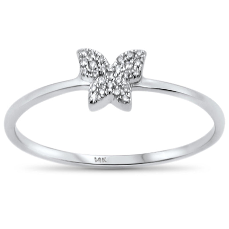 DIAMOND CLOSEOUT! .05ct 14KT White Gold Trendy Butterfly Diamond Ring Size 6.5