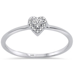 DIAMOND CLOSEOUT!  .03ct 14KT White Gold Pave Heart Trendy Diamond Ring Size 6.5