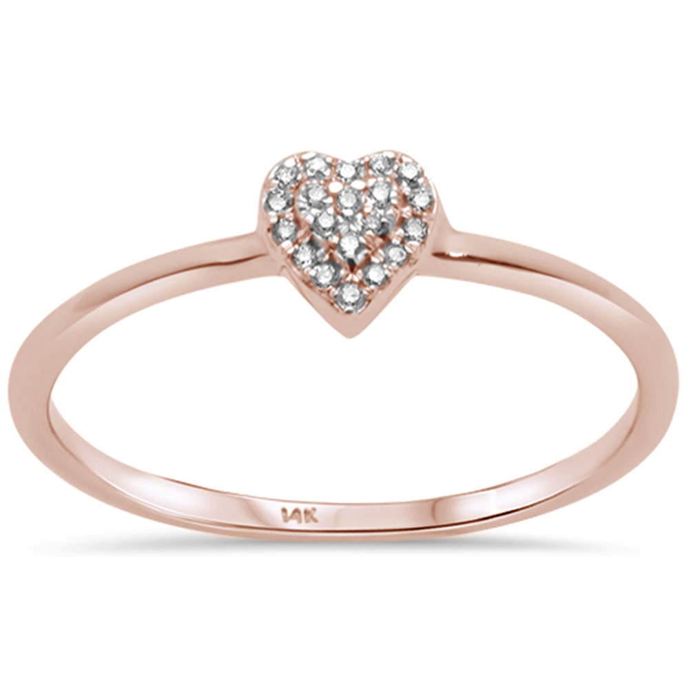 .04ct 14KT Rose Gold Pave Heart Trendy Diamond Ring Size 6.5