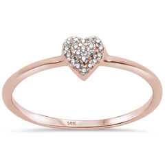 .04ct 14KT Rose Gold Pave Heart Trendy Diamond Ring Size 6.5