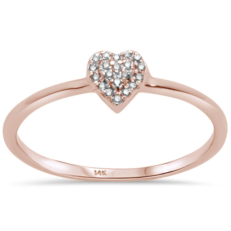 .04ct 14KT Rose Gold Pave Heart Trendy Diamond Ring Size 6.5