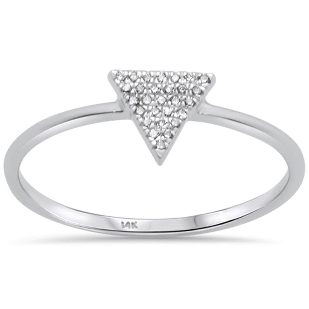 DIAMOND CLOSEOUT! .11ct 14K White Gold Trendy Triangle Diamond Ring Size 6.5
