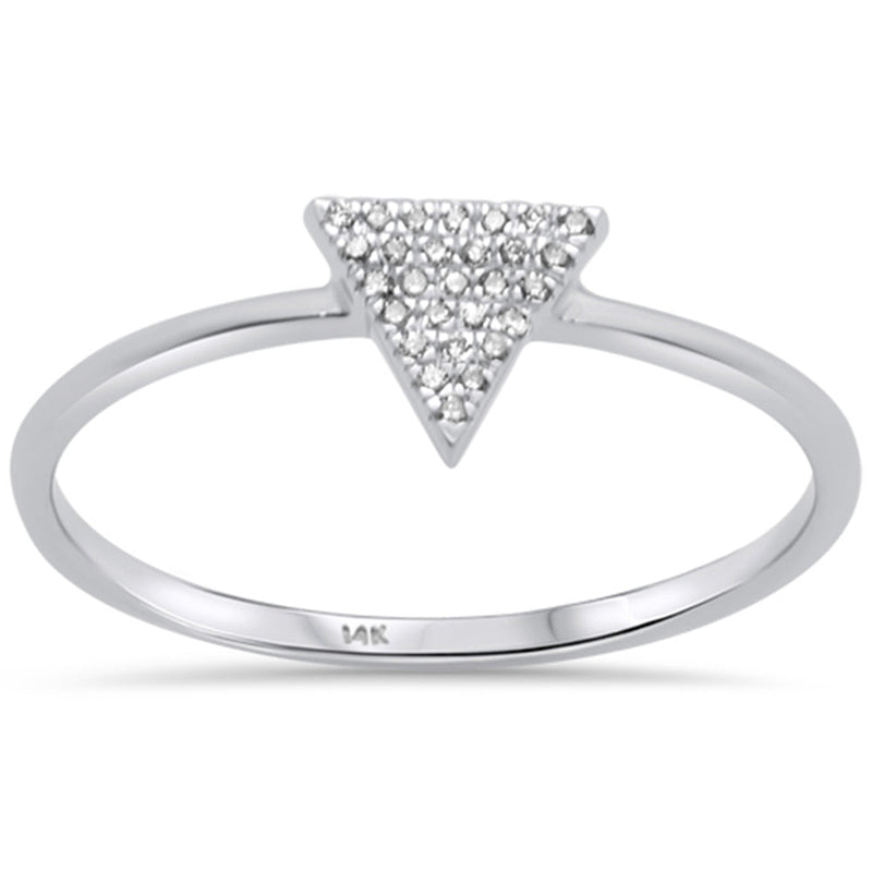 DIAMOND CLOSEOUT! .11ct 14K White Gold Trendy Triangle Diamond Ring Size 6.5