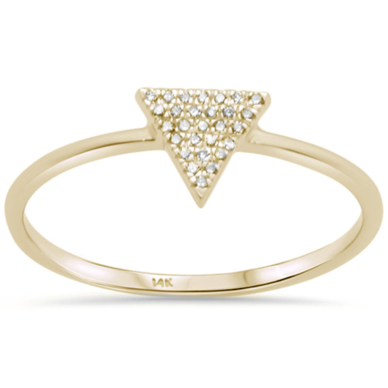 DIAMOND CLOSEOUT! .11ct 14KT Yellow Gold Trendy Triangle Diamond Ring Size 6.5