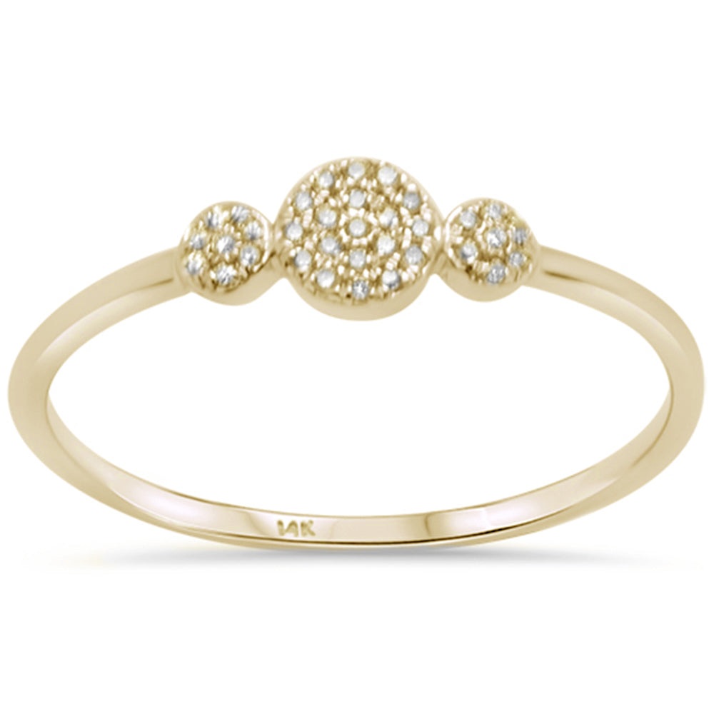 DIAMOND CLOSEOUT! .05ct 14KT Yellow Gold Three Stone Trendy Diamond Ring Size 6.5