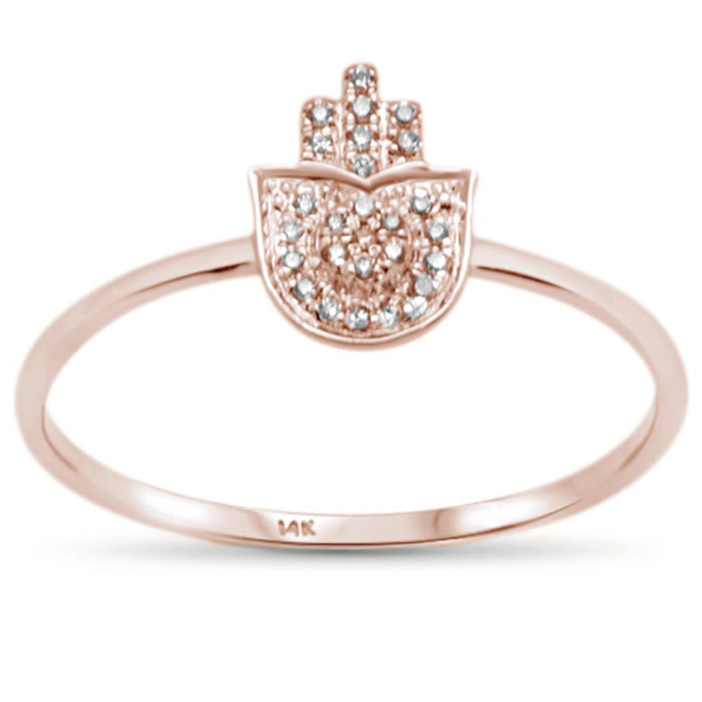 DIAMOND CLOSEOUT! .04CT G SI 14KT Rose Gold Diamond Trendy Hand of Hamsa