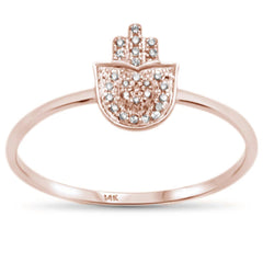 DIAMOND CLOSEOUT! .04CT G SI 14KT Rose Gold Diamond Trendy Hand of Hamsa