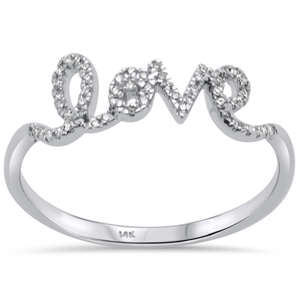 DIAMOND CLOSEOUT! .12ct 14KT White Gold Heart "Love" Script Diamond Ring Size 6.5