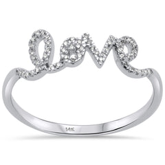 DIAMOND CLOSEOUT! .12ct 14KT White Gold Heart "Love" Script Diamond Ring Size 6.5