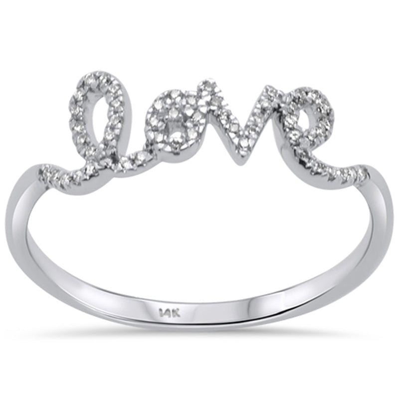 DIAMOND CLOSEOUT! .12ct 14KT White Gold Heart "Love" Script Diamond Ring Size 6.5