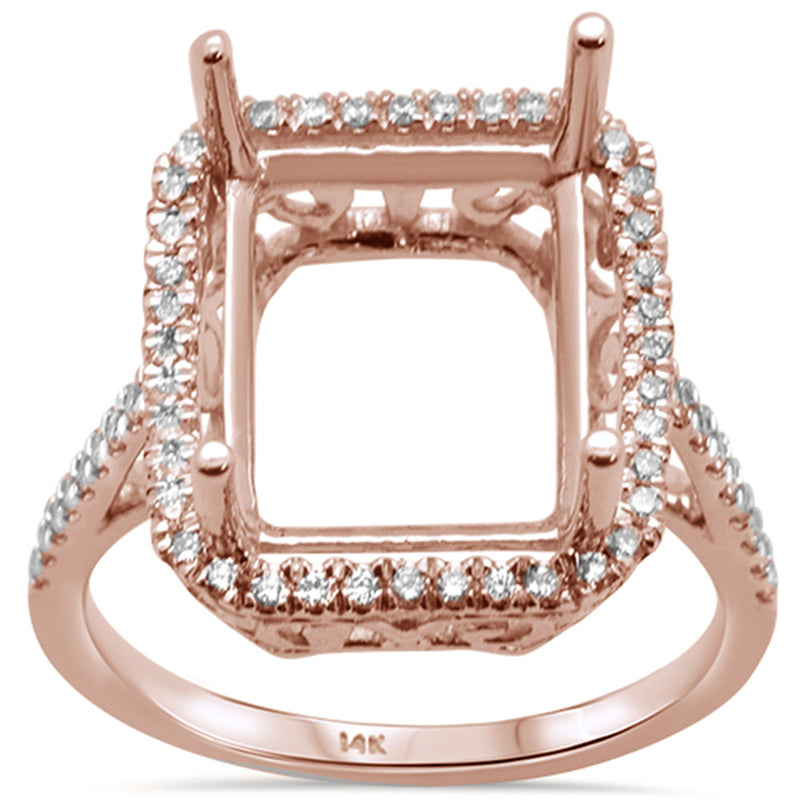 DIAMOND CLOSEOUT! .37ct G SI 14kt Rose Gold Radiant Cut Diamond Semi-Mount Ring Size 6.5