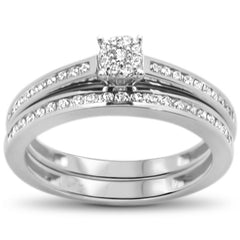DIAMOND CLOSEOUT! .32ct F SI 10k White Gold Diamond Enagement Bridal Ring Set