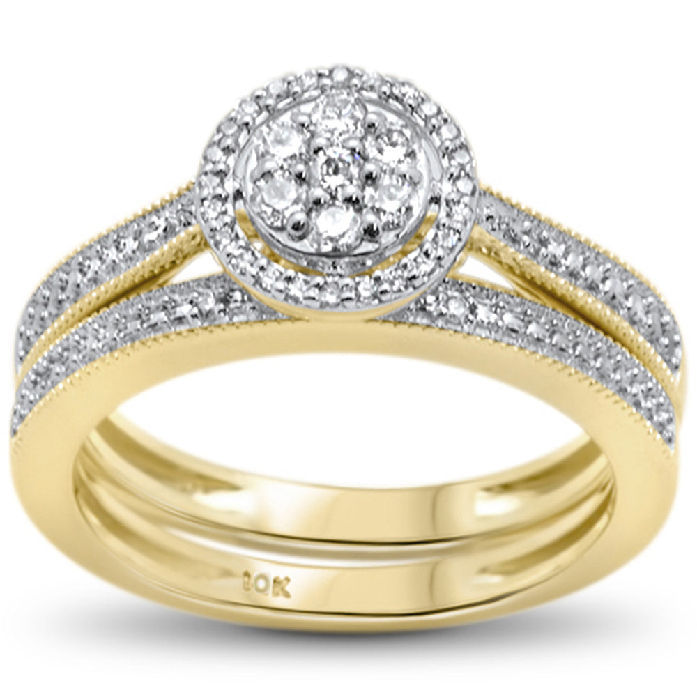 DIAMOND CLOSEOUT!  .26ct F SI 10kt Yellow Gold Diamond Enagement Bridal Ring Set Size 6.5