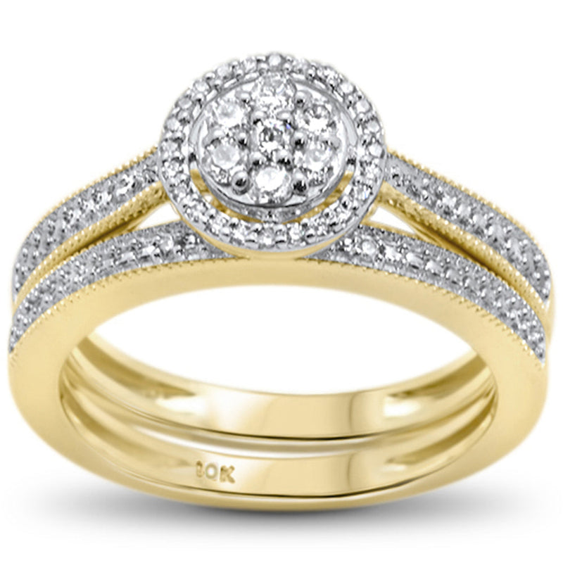 DIAMOND CLOSEOUT!  .26ct F SI 10kt Yellow Gold Diamond Enagement Bridal Ring Set Size 6.5