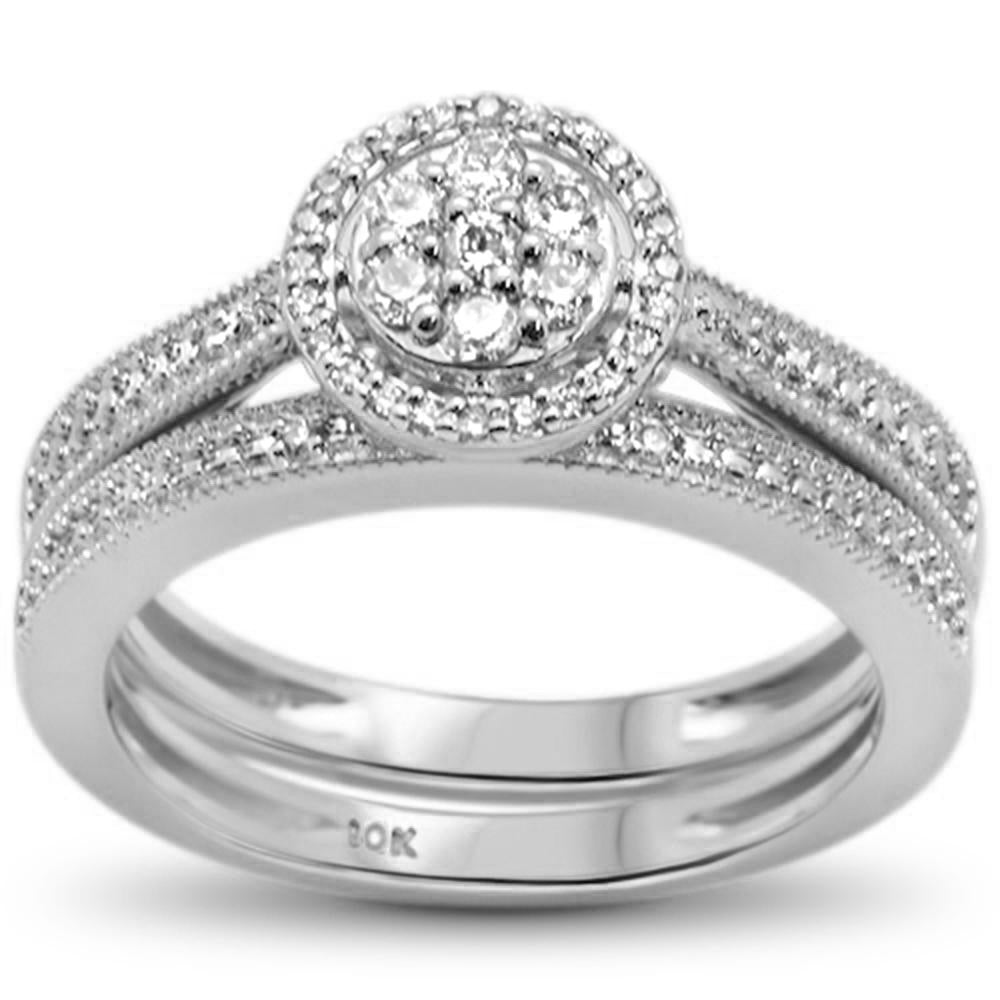 DIAMOND CLOSEOUT! .26ct G SI 10K White Gold Round Diamond Bridal Set Engagement Ring Size 6.5