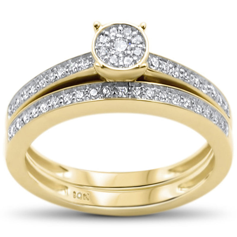 DIAMOND CLOSEOUT! .27ct F SI 10kt Yellow Gold Diamond Engagement Bridal Ring Set Size 6.5