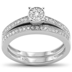 DIAMOND CLOSEOUT! .27ct F SI 10kt White Gold Diamond Engagement Bridal Ring Set Size 6.5