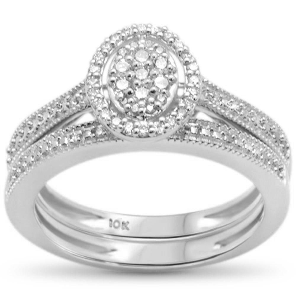 DIAMOND CLOSEOUT! .24ct G SI 10K White Gold Diamond Bridal Engagement Ring Set Size 6.5