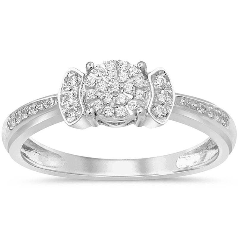 DIAMOND CLOSEOUT! .18ct 10K White Gold Diamond Round Engagement Ring Size 6.5
