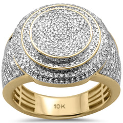 DIAMOND CLOSEOUT!  1.04ct G SI 10K Yellow Gold Diamond Men's Iced out Micro Pave Ring Size 10