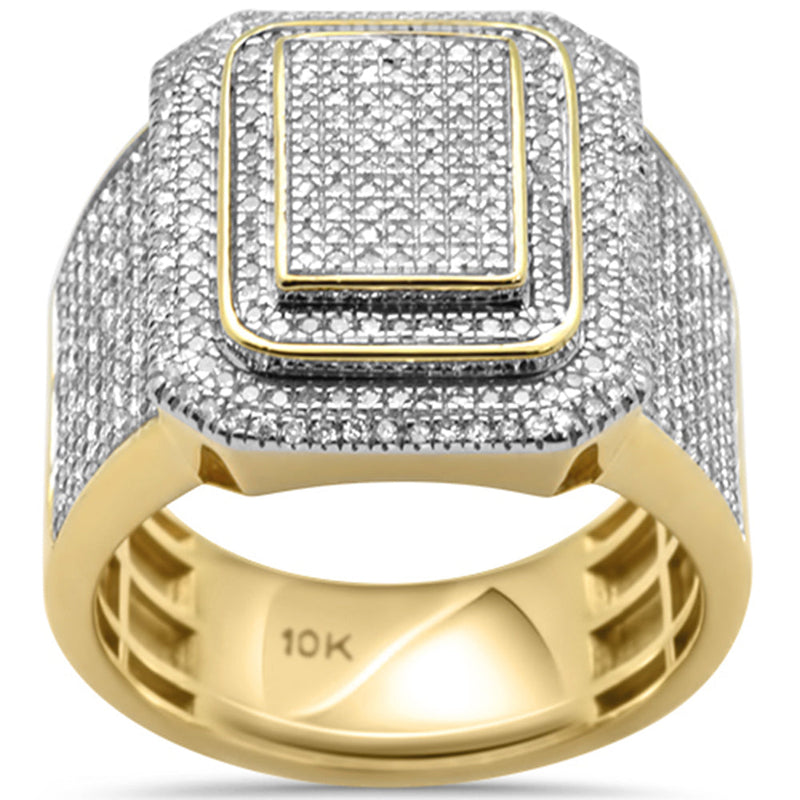 DIAMOND CLOSEOUT!  1.09ct G SI 10K Yellow Gold Diamond Men's Iced out Micro Pave Ring Size 10
