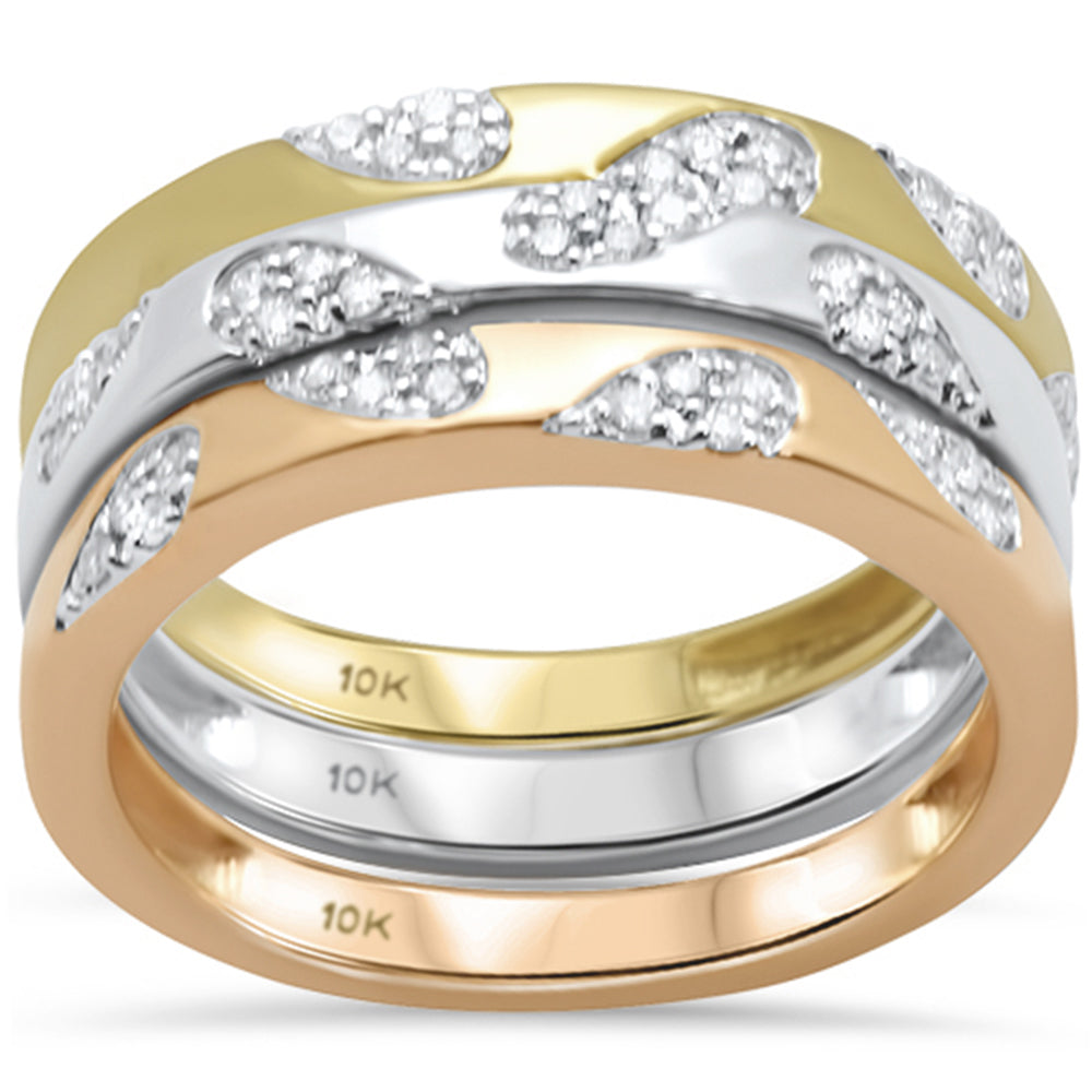 DIAMOND CLOSEOUT! .25ct G SI 10K 3 Tone Diamond Stackable Band Set Size 6.5