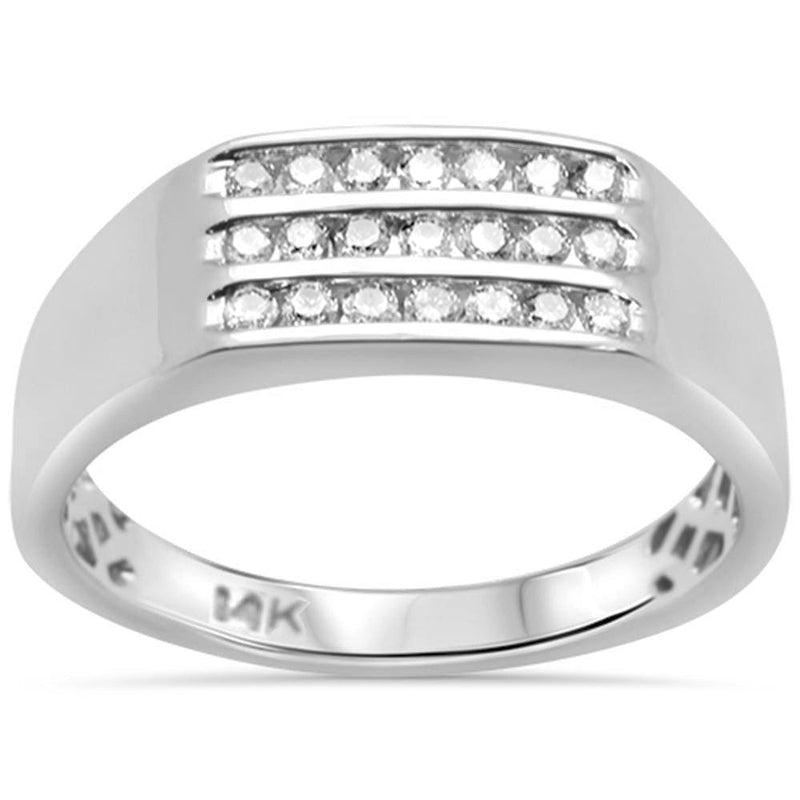 DIAMOND CLOSEOUT! .31ct 14K White Gold Diamond Men's Ring Band Size 10