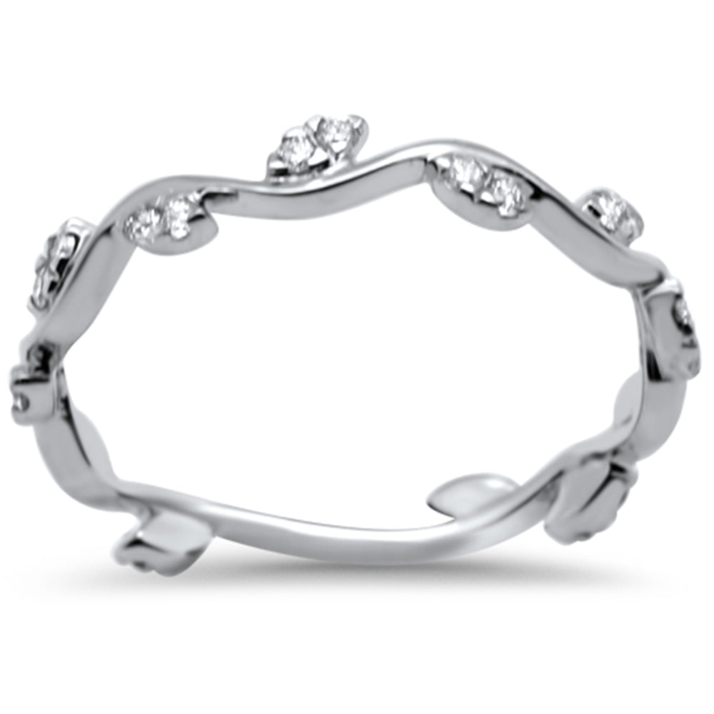 DIAMOND CLOSEOUT! .24ct F SI 14K White Gold Leaf Design Diamond Trendy Band Ring Size 6.5