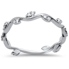 DIAMOND CLOSEOUT! .24ct F SI 14K White Gold Leaf Design Diamond Trendy Band Ring Size 6.5