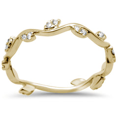 DIAMOND CLOSEOUT! .24ct F SI 14K Yellow Gold Diamond Leaf Band Trendy Ring Size 6.5