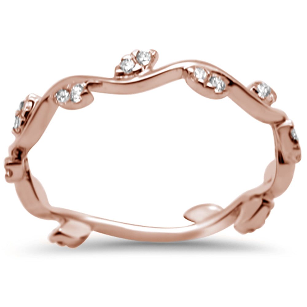 DIAMOND CLOSEOUT! .21ct F SI 14K Rose Gold Diamond Leaf Band Trendy Ring Size 6.5