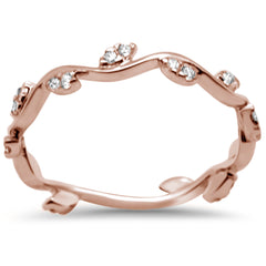 DIAMOND CLOSEOUT! .21ct F SI 14K Rose Gold Diamond Leaf Band Trendy Ring Size 6.5