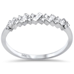 DIAMOND CLOSEOUT! .21ct F SI 14K White Gold Baguette & Round Diamond Fine Band Ring Size 6.5