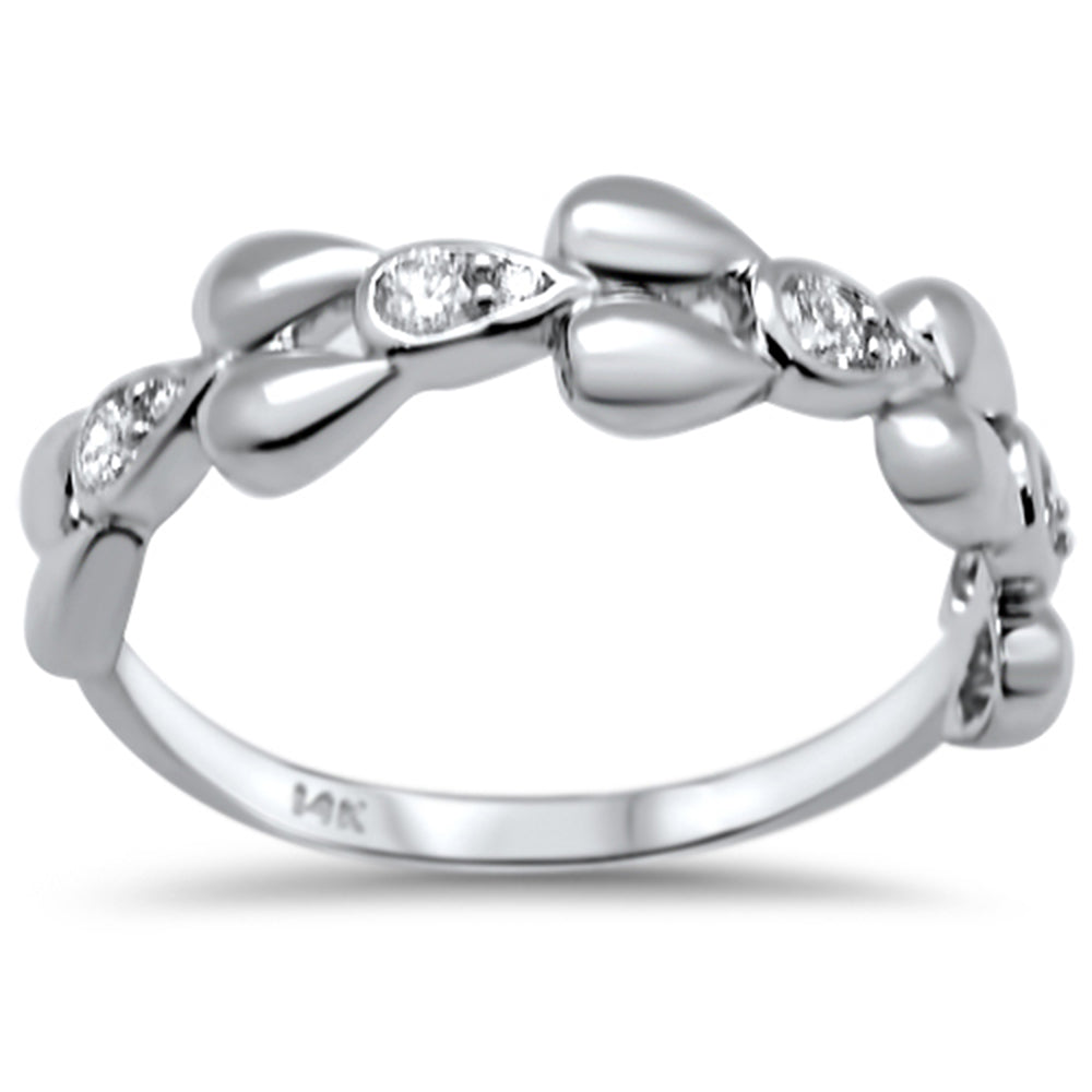 DIAMOND CLOSEOUT! .21ct F SI 14K White Gold Round Diamond Trendy Fine Band Ring Size 6.5