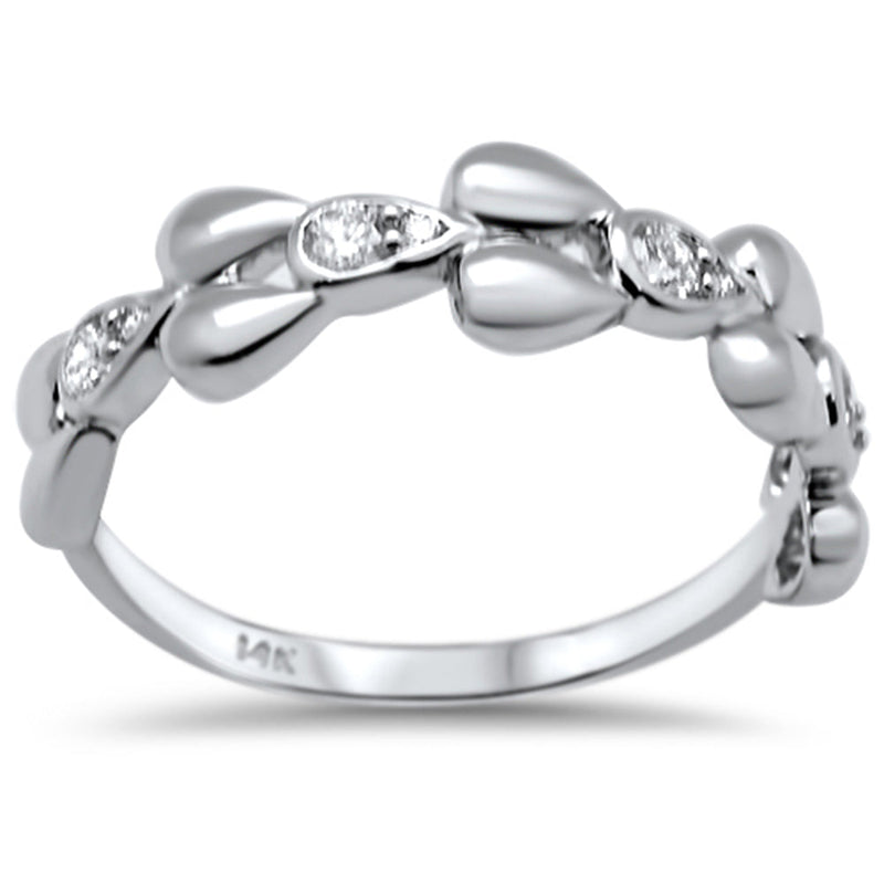 DIAMOND CLOSEOUT! .21ct F SI 14K White Gold Round Diamond Trendy Fine Band Ring Size 6.5