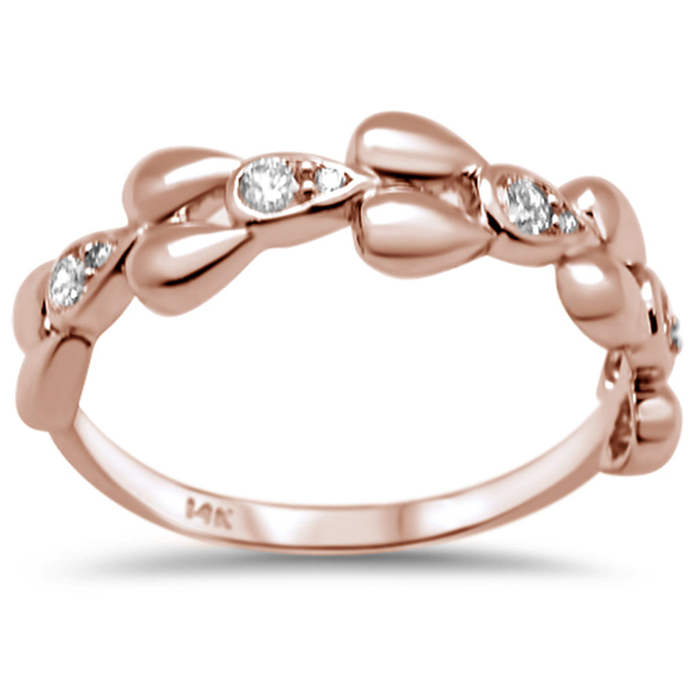 DIAMOND CLOSEOUT! .20ct F SI 14K Rose Gold Round Diamond Trendy Fine Band Ring Size 6.5