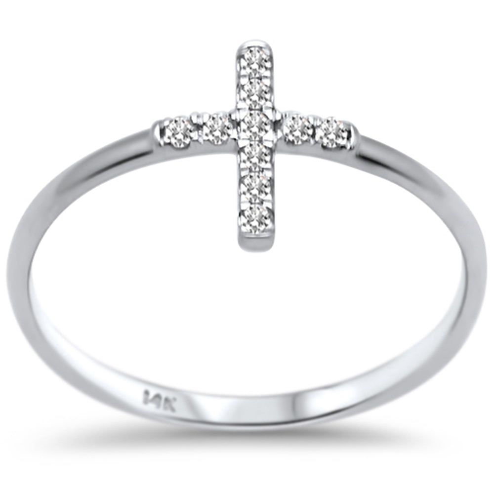 DIAMOND CLOSEOUT! .10ct F SI 14K White Gold Cross Purity Diamond Trendy Ladies Ring Size 6.5