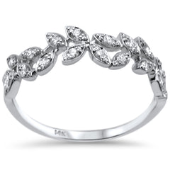 DIAMOND CLOSEOUT! .23ct F SI 14K White Gold Leaves Fashion Diamond Trendy Band Ring Size 6.5