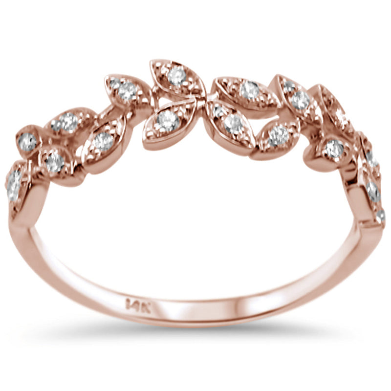 DIAMOND CLOSEOUT! .23ct F SI 14K Rose Gold Fashion Diamond Trendy Band Ring Size 6.5