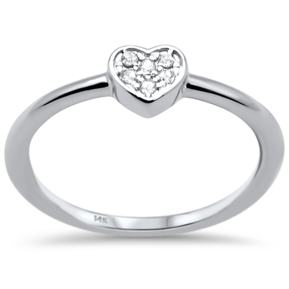 DIAMOND CLOSEOUT! .05ct F SI 14K White Gold Heart Shaped Diamond Engagement Ring Size 6.5