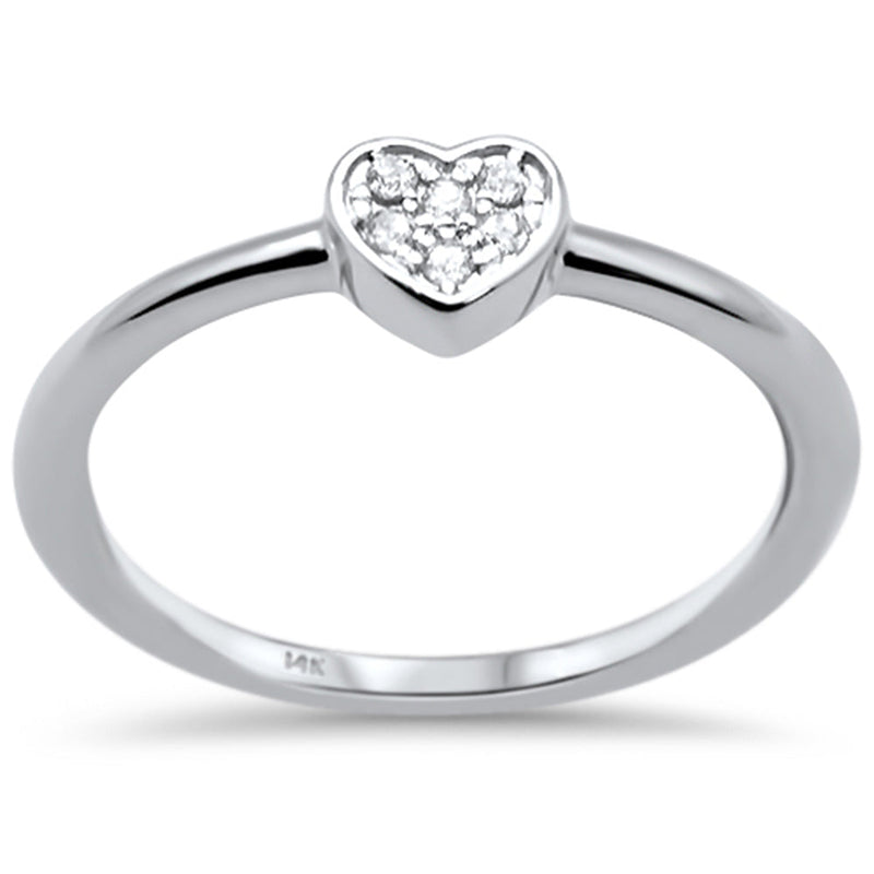 DIAMOND CLOSEOUT! .05ct F SI 14K White Gold Heart Shaped Diamond Engagement Ring Size 6.5