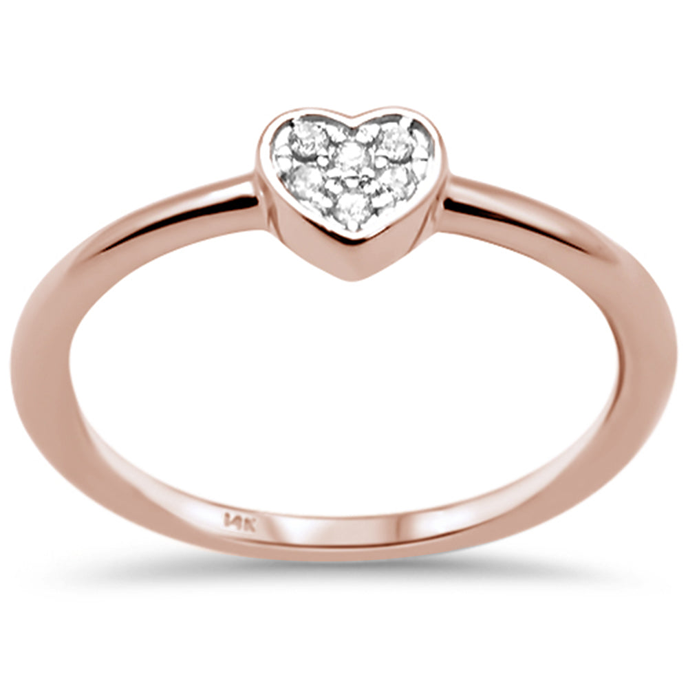 DIAMOND CLOSEOUT! .05ct F SI 14K Rose Gold Heart Shaped Diamond Engagement Ring Size 6.5