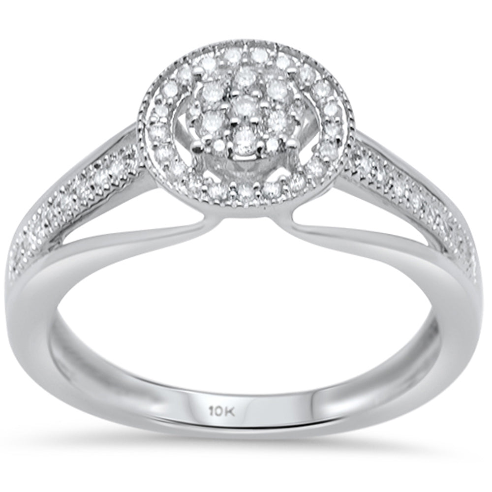 DIAMOND CLOSEOUT! .25ct F SI 10K White Gold Round Diamond Engagement Ring Size 6.5