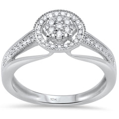 DIAMOND CLOSEOUT! .25ct F SI 10K White Gold Round Diamond Engagement Ring Size 6.5