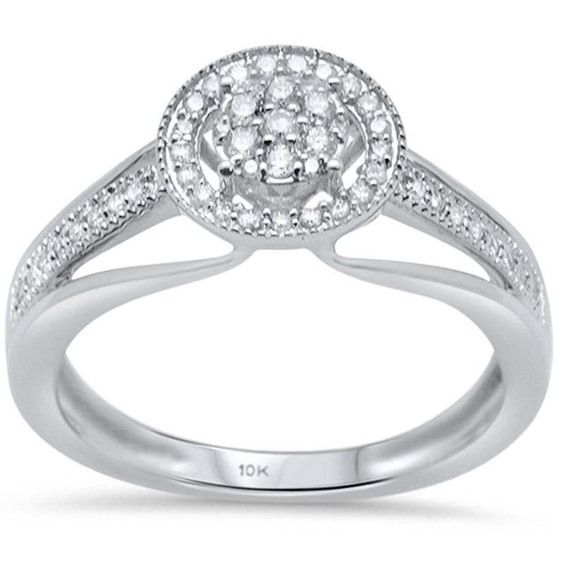 DIAMOND CLOSEOUT! .25ct F SI 10K White Gold Round Diamond Engagement Ring Size 6.5