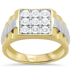DIAMOND CLOSEOUT!  .14ct F SI 10K Yellow Gold Men's Diamond Miracle Illusion Band Fashion Ring Size 10